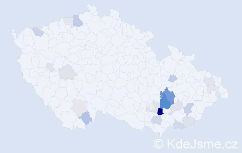 Příjmení: 'Klusal', počet výskytů 55 v celé ČR