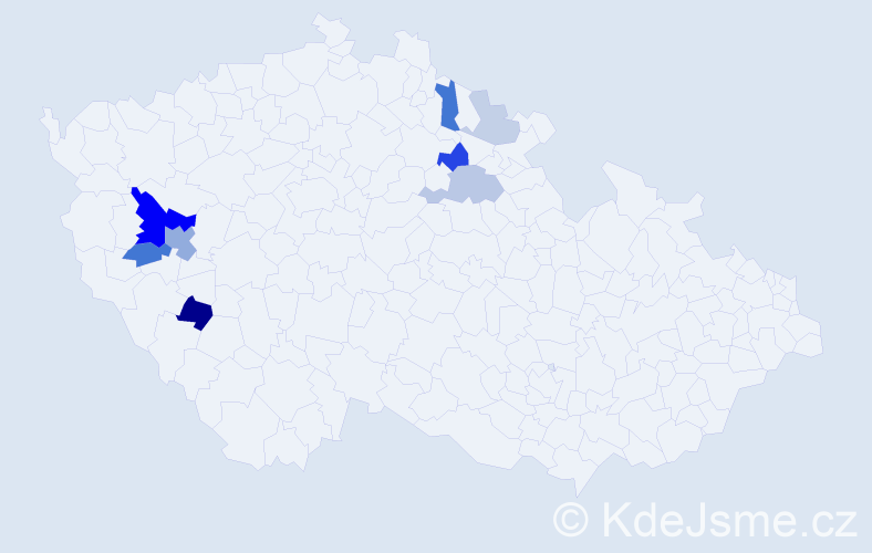 Příjmení: 'Mentl', počet výskytů 22 v celé ČR