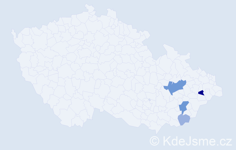 Příjmení: 'Prchla', počet výskytů 10 v celé ČR