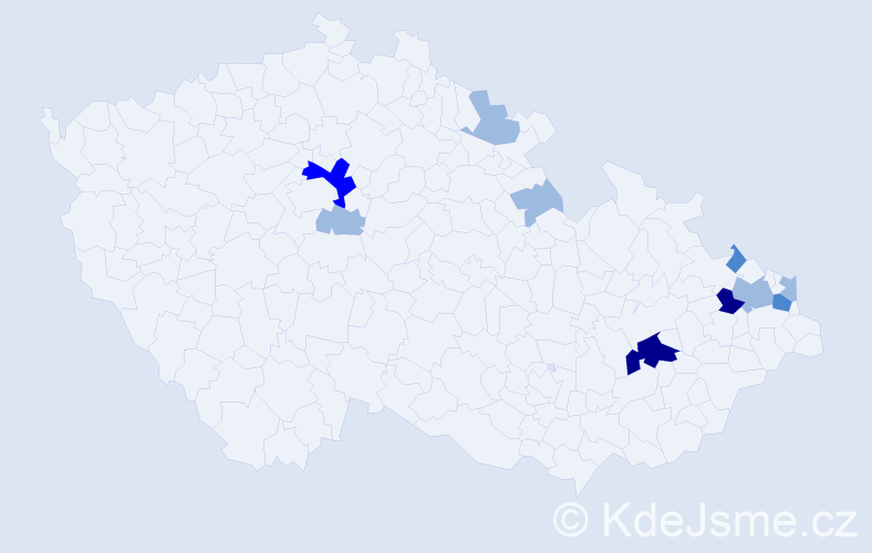 Příjmení: 'Kasprzyk', počet výskytů 20 v celé ČR