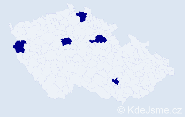Příjmení: 'Topercerová', počet výskytů 5 v celé ČR