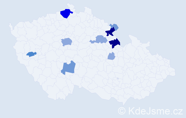 Příjmení: 'Kops', počet výskytů 27 v celé ČR
