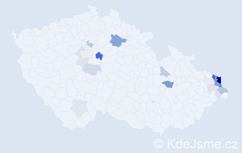 Příjmení: 'Kyjonka', počet výskytů 57 v celé ČR