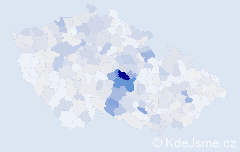 Příjmení: 'Pátek', počet výskytů 1205 v celé ČR