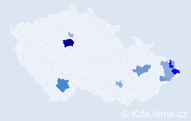 Příjmení: 'Kaminski', počet výskytů 34 v celé ČR