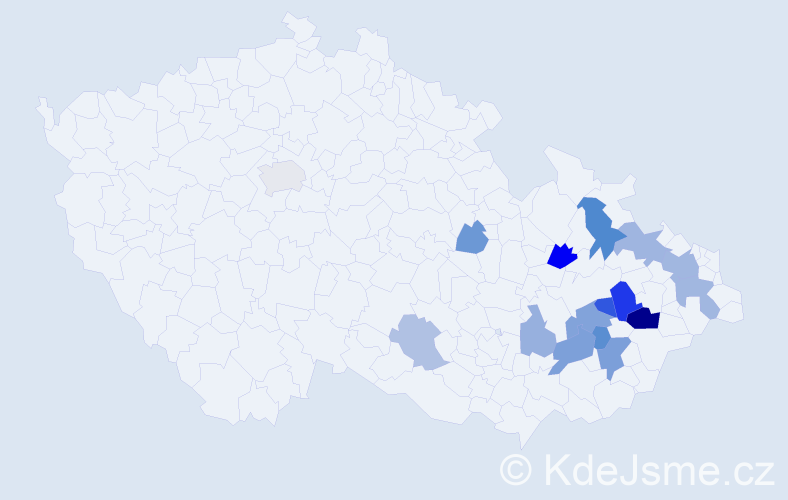 Příjmení: 'Čepica', počet výskytů 61 v celé ČR