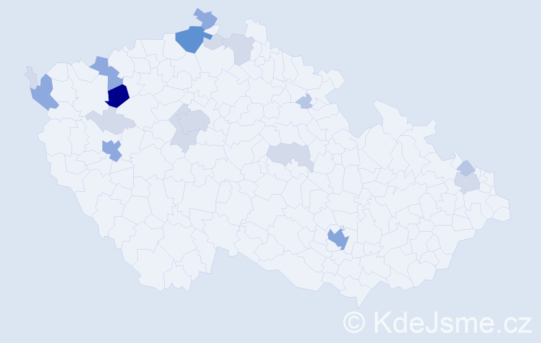 Příjmení: 'Benedek', počet výskytů 52 v celé ČR