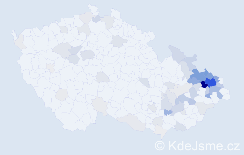 Příjmení: 'Dluhošová', počet výskytů 384 v celé ČR