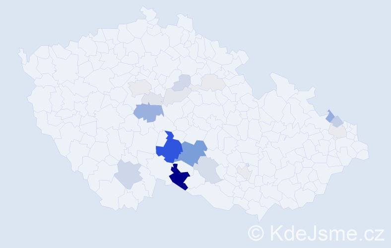 Příjmení: 'Rásochová', počet výskytů 65 v celé ČR