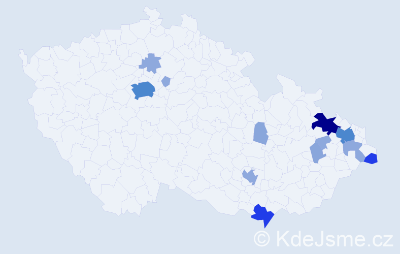 Příjmení: 'Lachetová', počet výskytů 38 v celé ČR