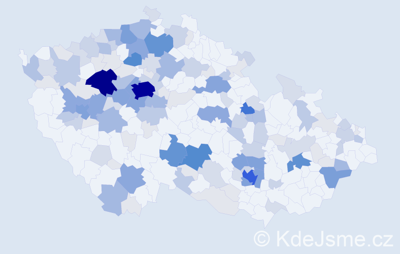 Příjmení: 'Kapoun', počet výskytů 527 v celé ČR