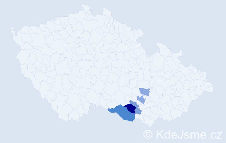 Příjmení: 'Habrlová', počet výskytů 16 v celé ČR