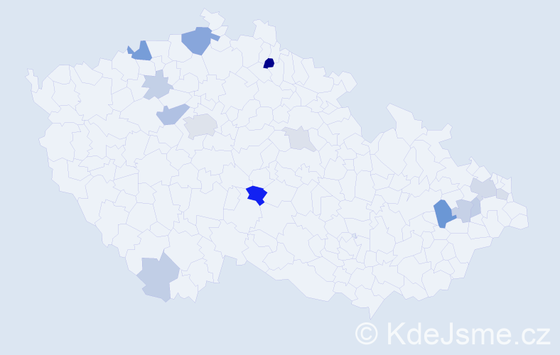 Příjmení: 'Károlyi', počet výskytů 34 v celé ČR