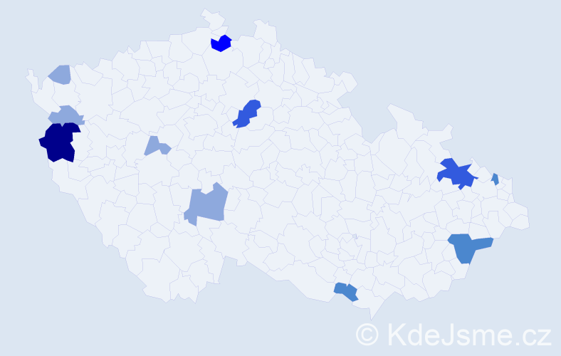 Příjmení: 'Országová', počet výskytů 25 v celé ČR