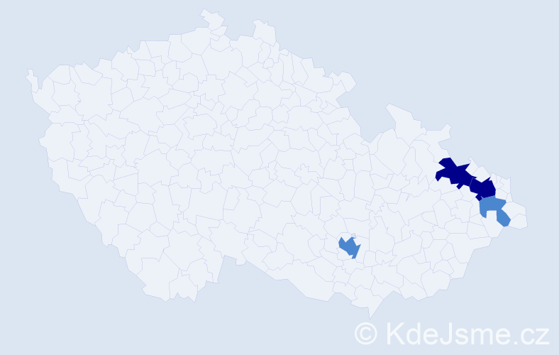 Příjmení: 'Bešlová', počet výskytů 8 v celé ČR