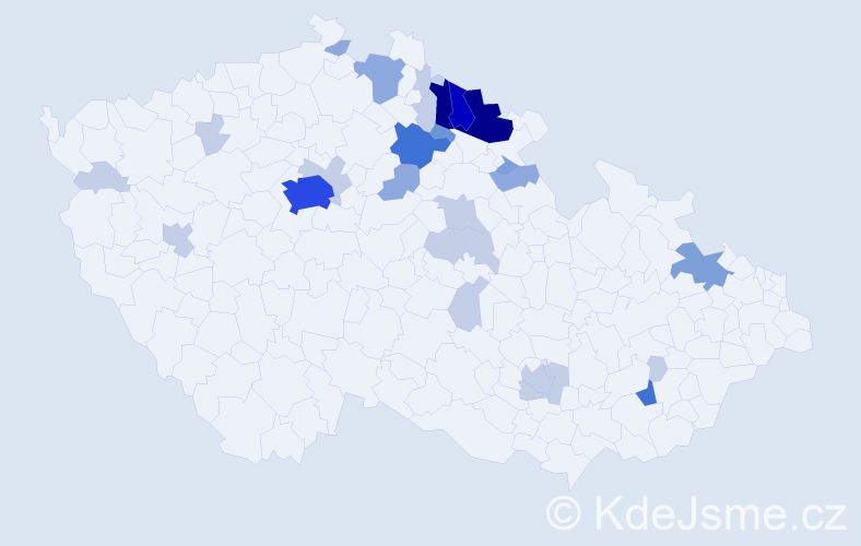 Příjmení: 'Kaván', počet výskytů 81 v celé ČR