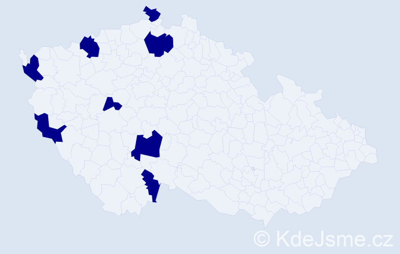 Příjmení: 'Dong', počet výskytů 8 v celé ČR