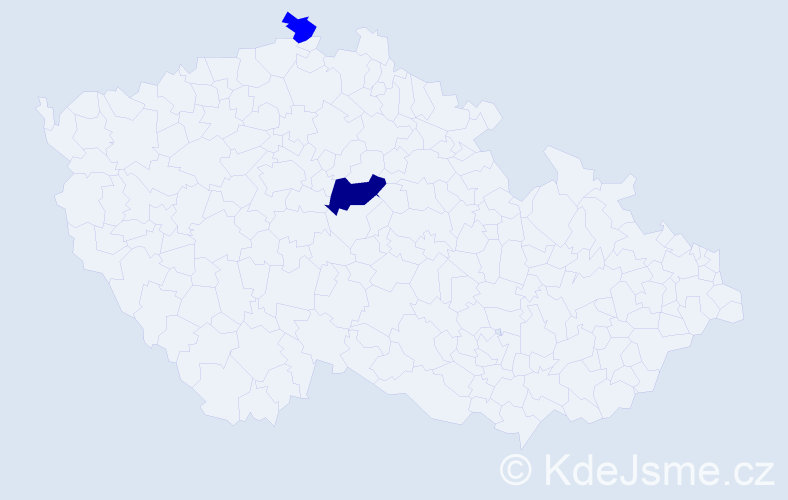 Příjmení: 'Helth', počet výskytů 3 v celé ČR