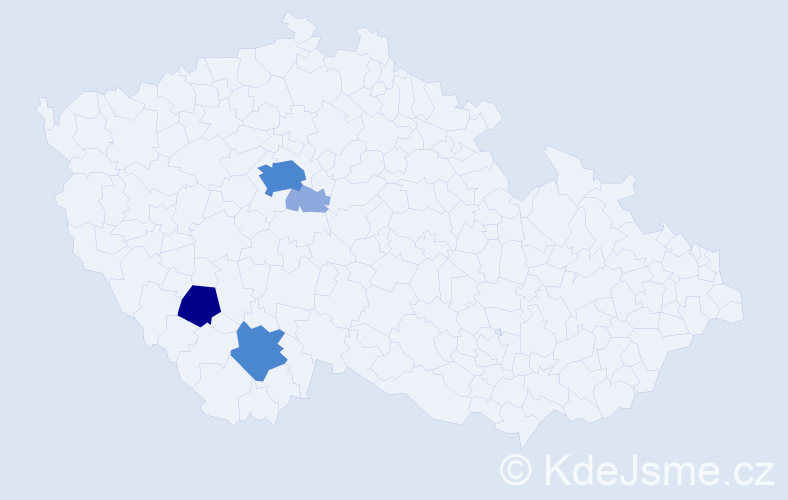 Příjmení: 'Houzim', počet výskytů 13 v celé ČR