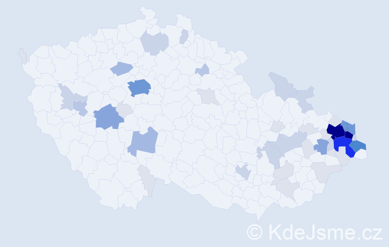 Příjmení: 'Bardoňová', počet výskytů 180 v celé ČR