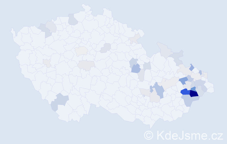 Příjmení: 'Frňková', počet výskytů 122 v celé ČR