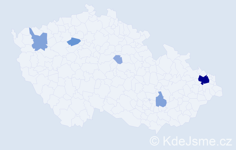 Příjmení: 'Vojcíková', počet výskytů 16 v celé ČR