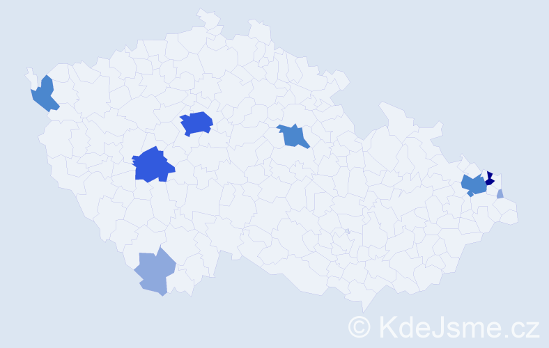 Příjmení: 'Bugel', počet výskytů 19 v celé ČR