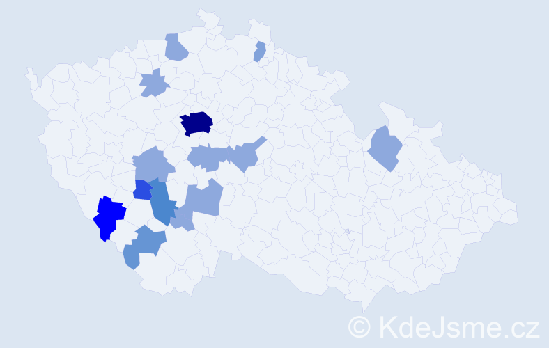 Příjmení: 'Čabrádková', počet výskytů 36 v celé ČR