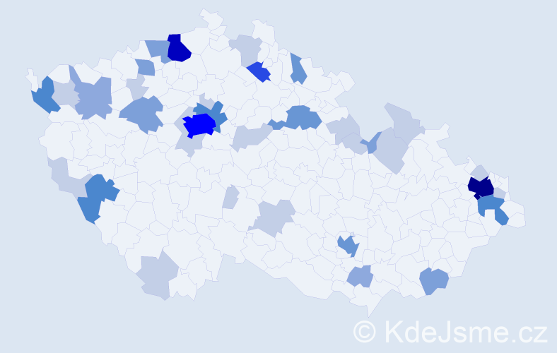 Příjmení: 'Koreňová', počet výskytů 103 v celé ČR