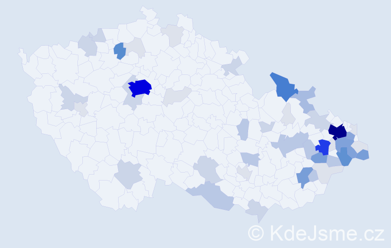 Příjmení: 'Závada', počet výskytů 197 v celé ČR