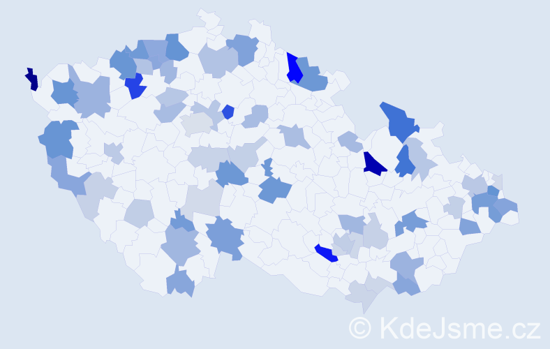 Příjmení: 'Jánošík', počet výskytů 174 v celé ČR