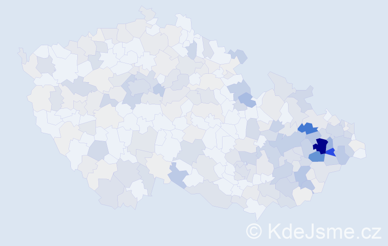 Příjmení: 'Černochová', počet výskytů 1150 v celé ČR