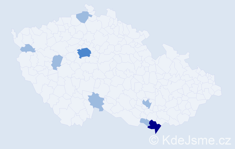 Příjmení: 'Časný', počet výskytů 12 v celé ČR