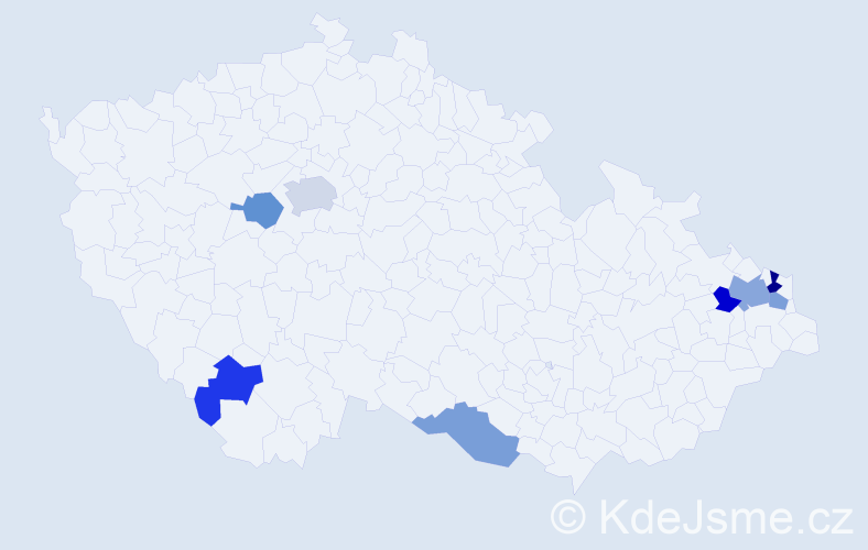 Příjmení: 'Tabačíková', počet výskytů 11 v celé ČR