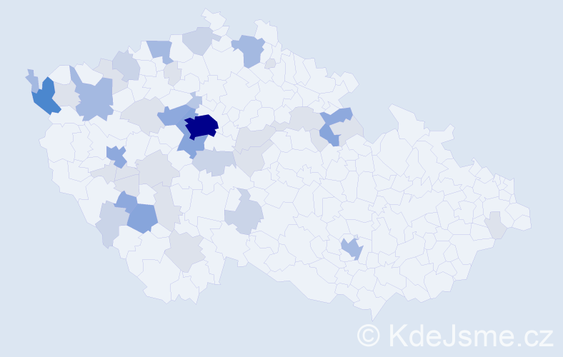Příjmení: 'Kába', počet výskytů 127 v celé ČR