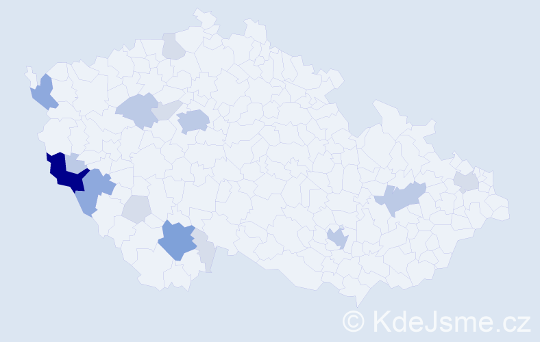 Příjmení: 'Holar', počet výskytů 45 v celé ČR