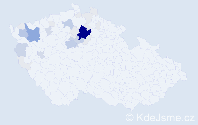 Příjmení: 'Vaňousek', počet výskytů 109 v celé ČR