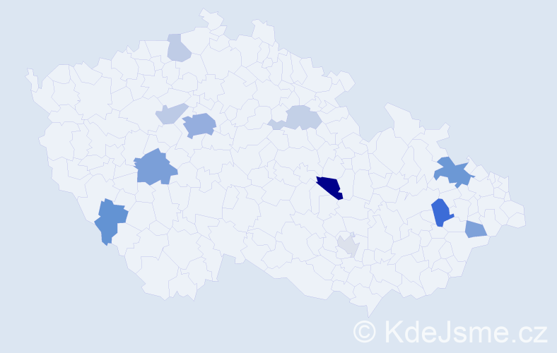 Příjmení: 'Pazlar', počet výskytů 28 v celé ČR