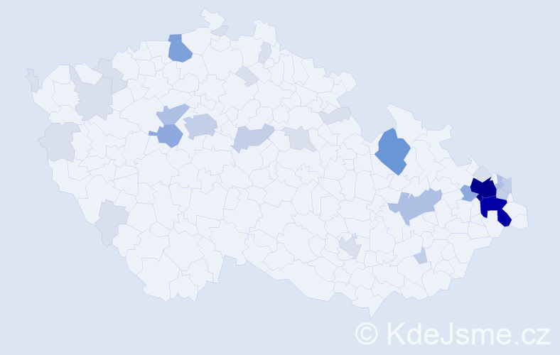 Příjmení: 'Velká', počet výskytů 96 v celé ČR