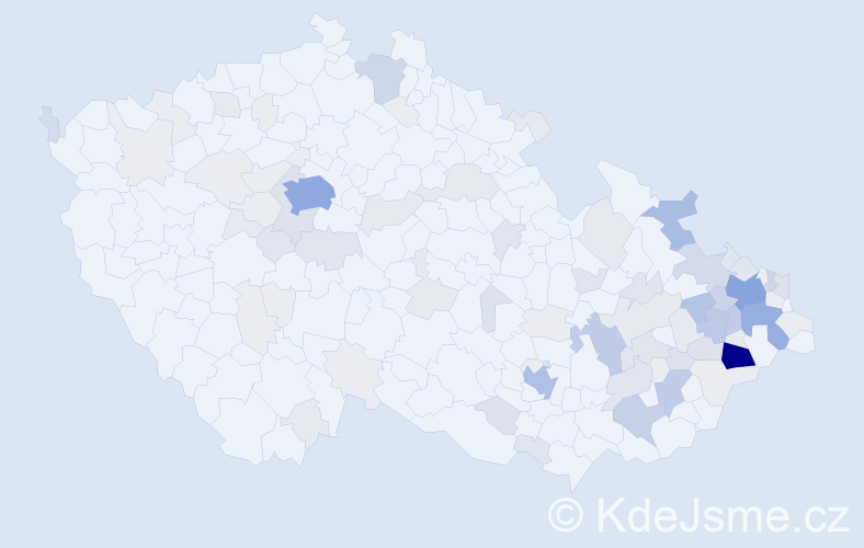 Příjmení: 'Vojkůvka', počet výskytů 387 v celé ČR