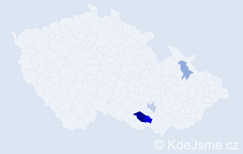 Příjmení: 'Kopetková', počet výskytů 17 v celé ČR