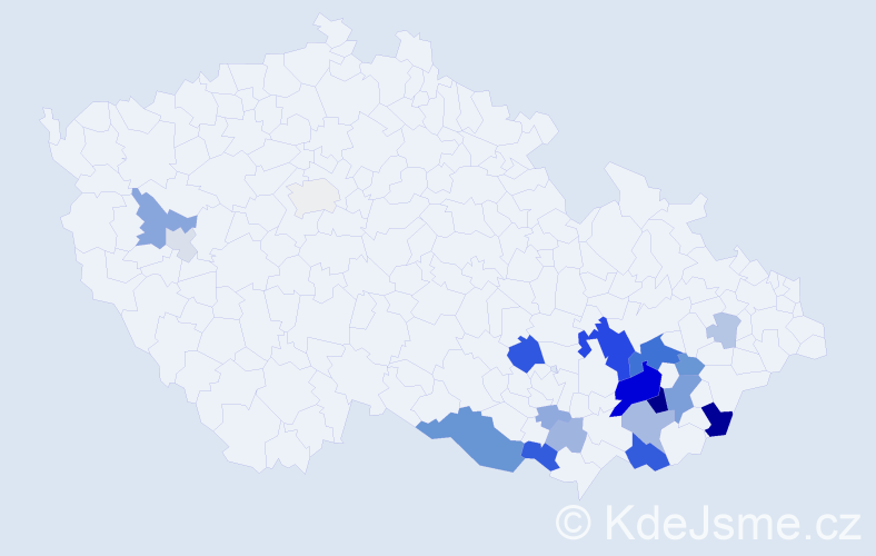 Příjmení: 'Vodicová', počet výskytů 64 v celé ČR