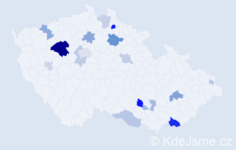 Příjmení: 'Majdanová', počet výskytů 28 v celé ČR