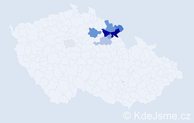 Příjmení: 'Doubic', počet výskytů 39 v celé ČR