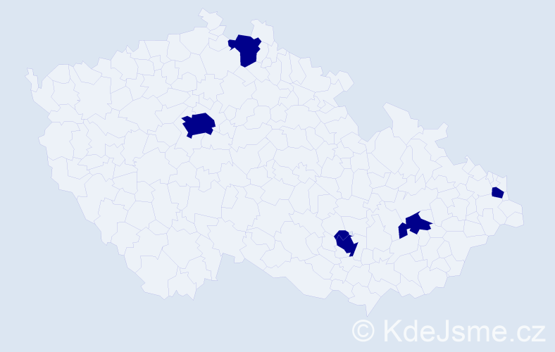 Příjmení: 'Muller', počet výskytů 6 v celé ČR