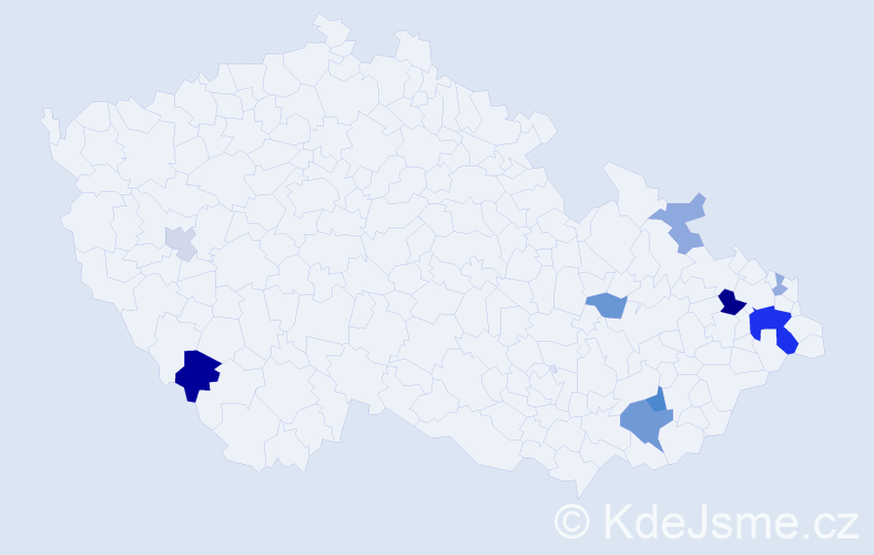 Příjmení: 'Koulák', počet výskytů 21 v celé ČR