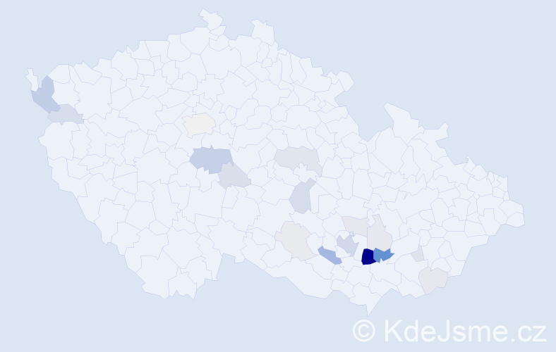 Příjmení: 'Tesáčková', počet výskytů 59 v celé ČR