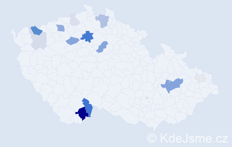 Příjmení: 'Huličková', počet výskytů 34 v celé ČR