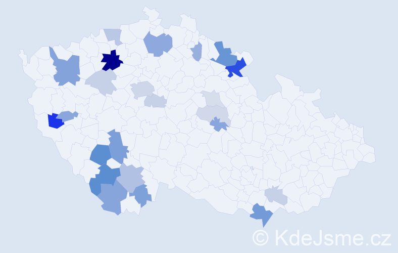 Příjmení: 'Červíčková', počet výskytů 71 v celé ČR