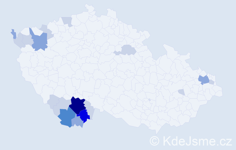 Příjmení: 'Kollarová', počet výskytů 49 v celé ČR